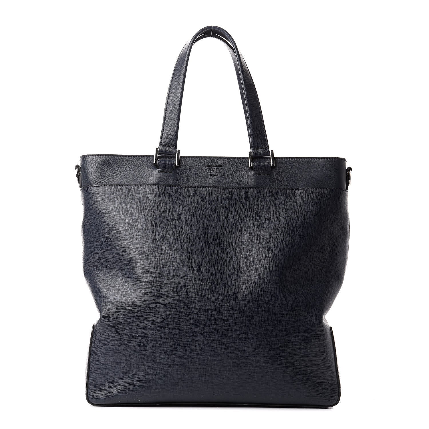 Fendi Vitello Elite Flamingo Shopping Tote Bag Blue Notte 1 of 11