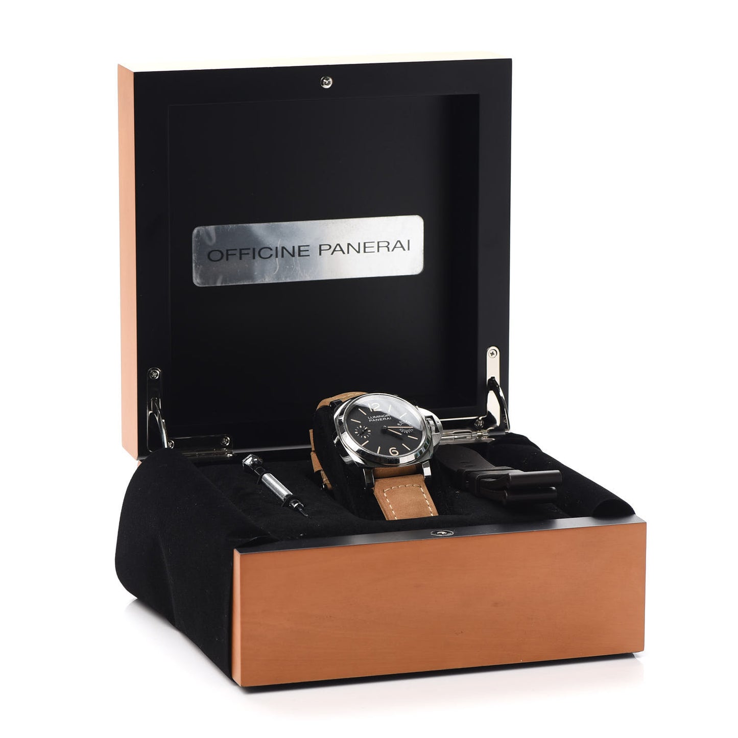 Stainless Steel Calfskin 44mm Luminor Marina Manual Winding Watch Black PAM00590
