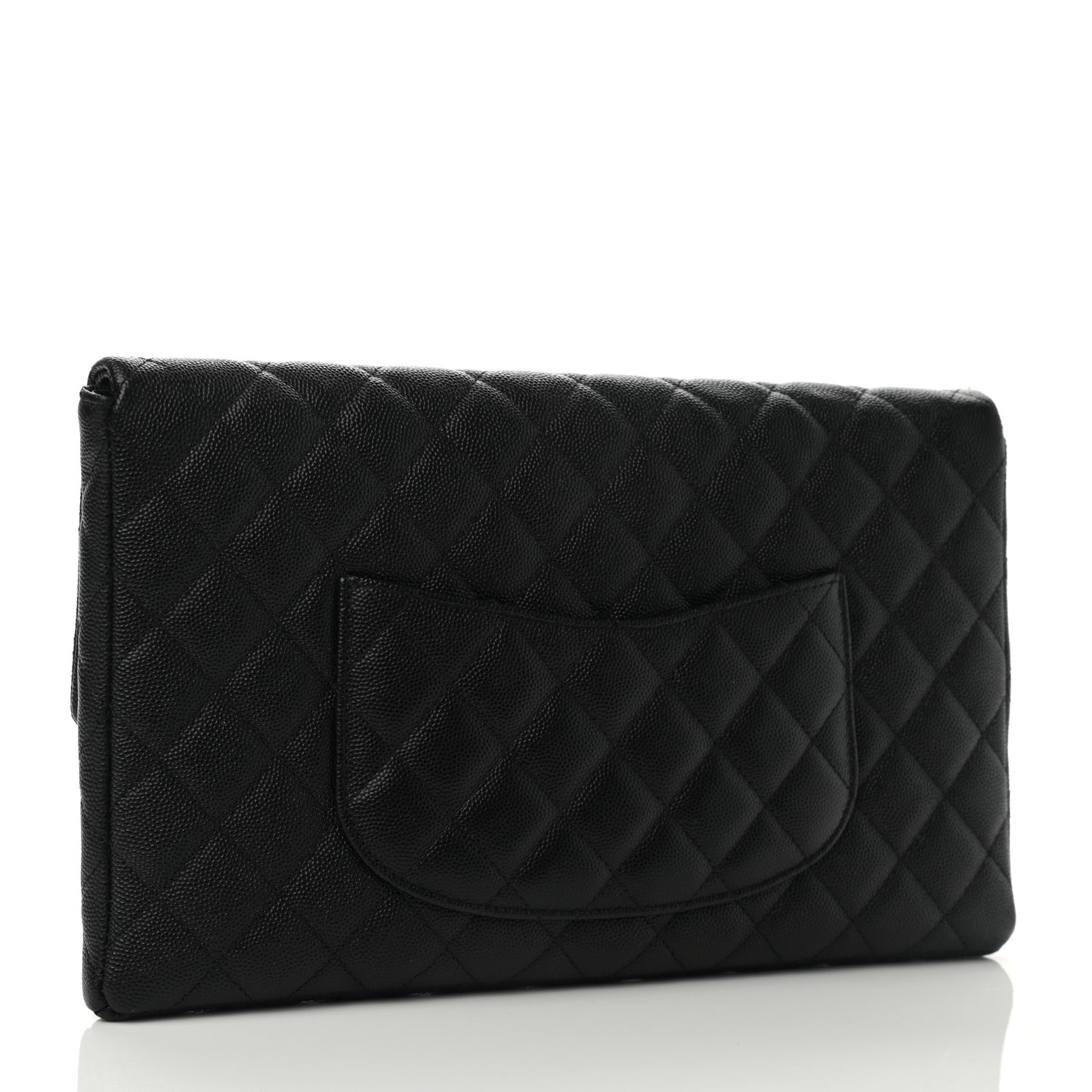 Caviar Quilted Flap Clutch Black