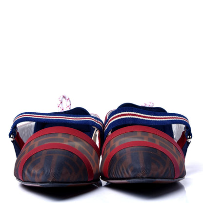 Fendi Technical Mesh FF Colibri Slingback Ballerina Flats 40 Tobacco Moro Saffiro Ciliegia 2 of 6