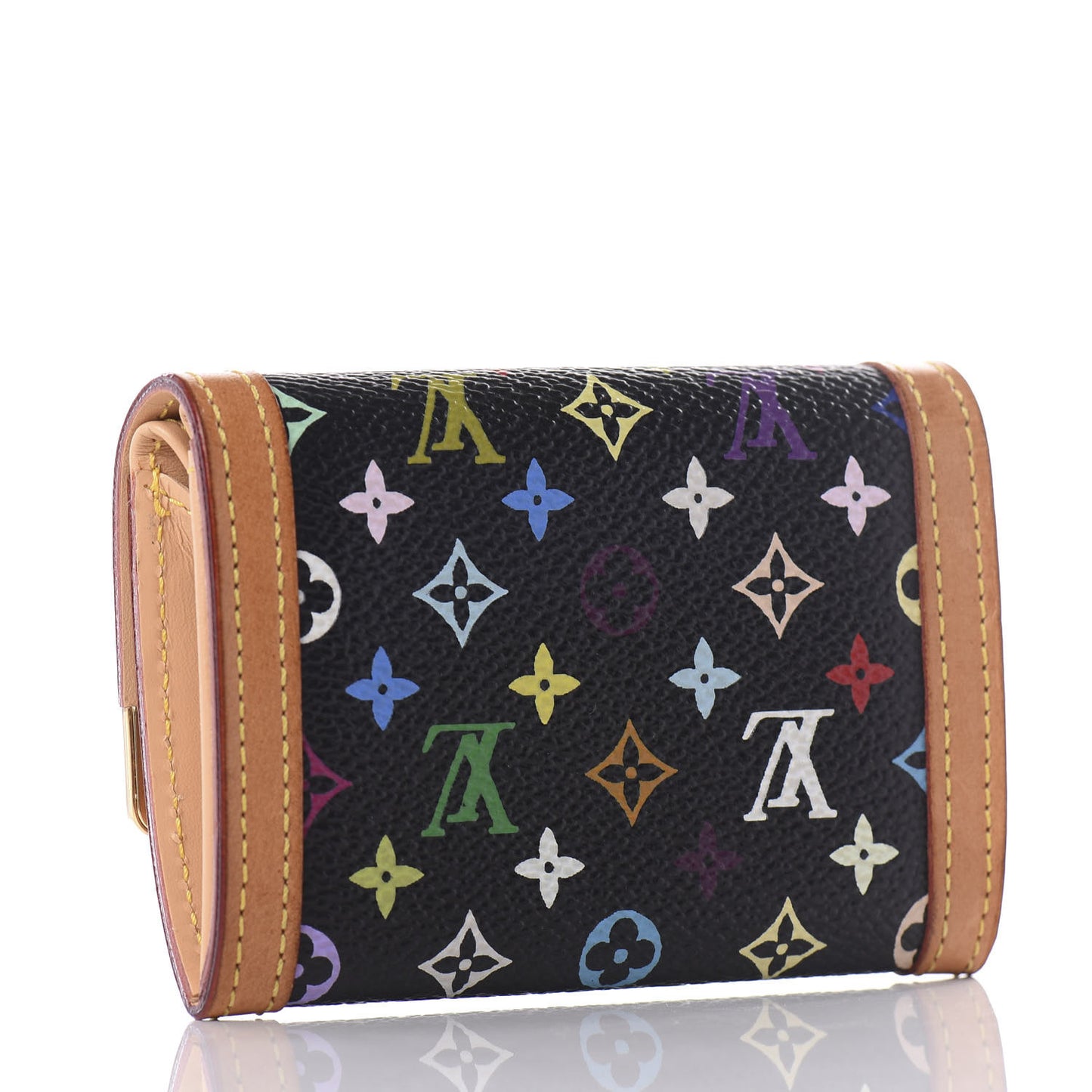 Monogram Multicolor Porte-Monnaie Plat Coin Purse Black