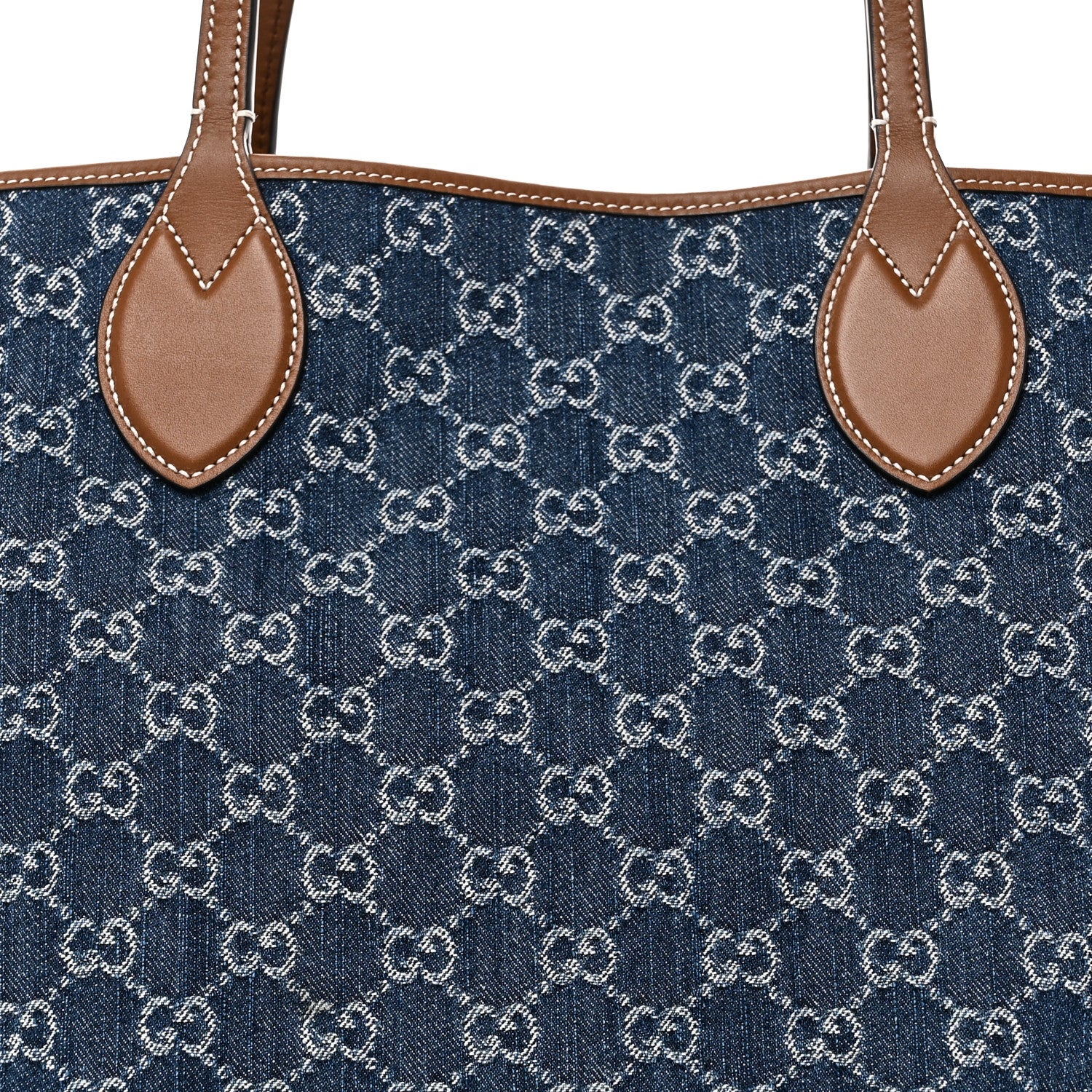 Gucci New Denim GG Monogram Calfskin Large Totissima Tote Blue