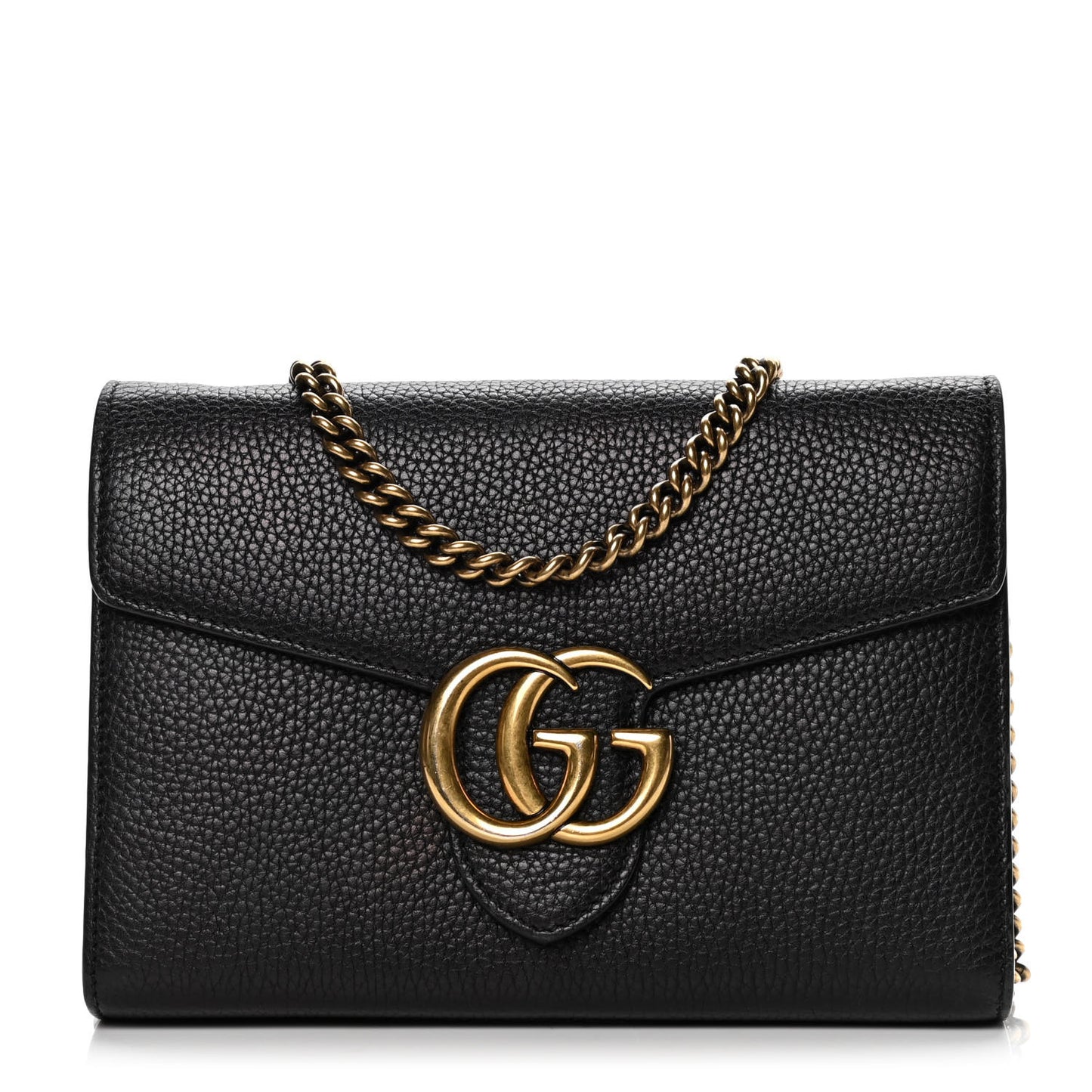 Calfskin GG Marmont Chain Wallet Black