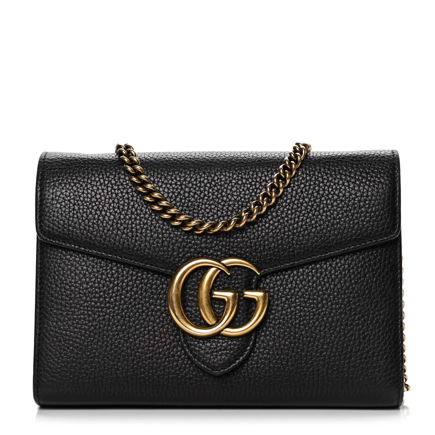Gucci Calfskin GG Marmont Chain Wallet Black 1 of 5
