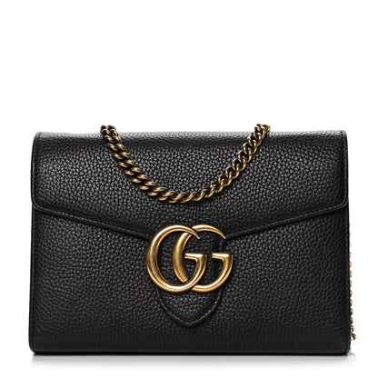 Gucci Calfskin GG Marmont Chain Wallet Black 1 of 5