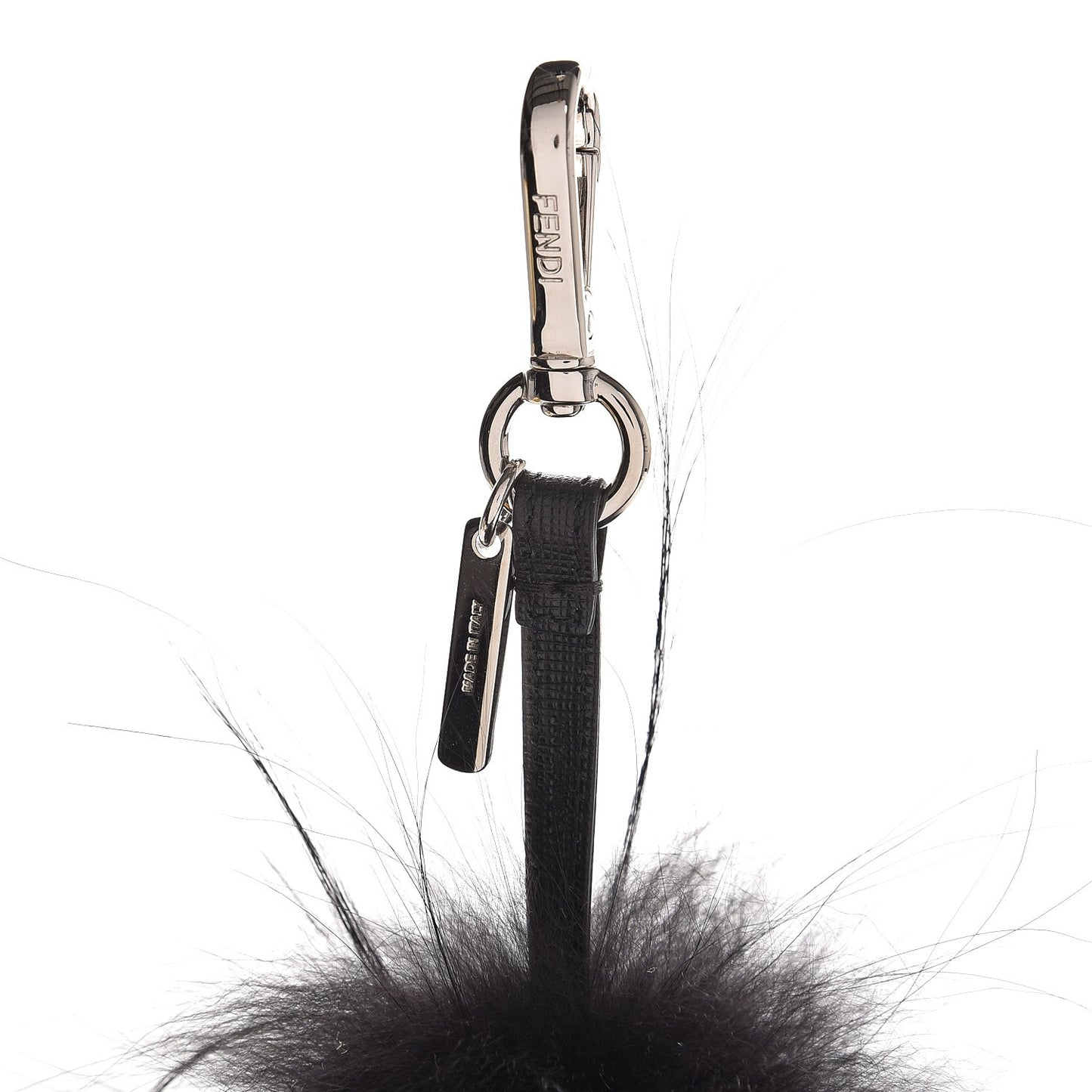 Vitello Elite Fox Fur Fusto Monster Bag Bug Charm Black Yellow