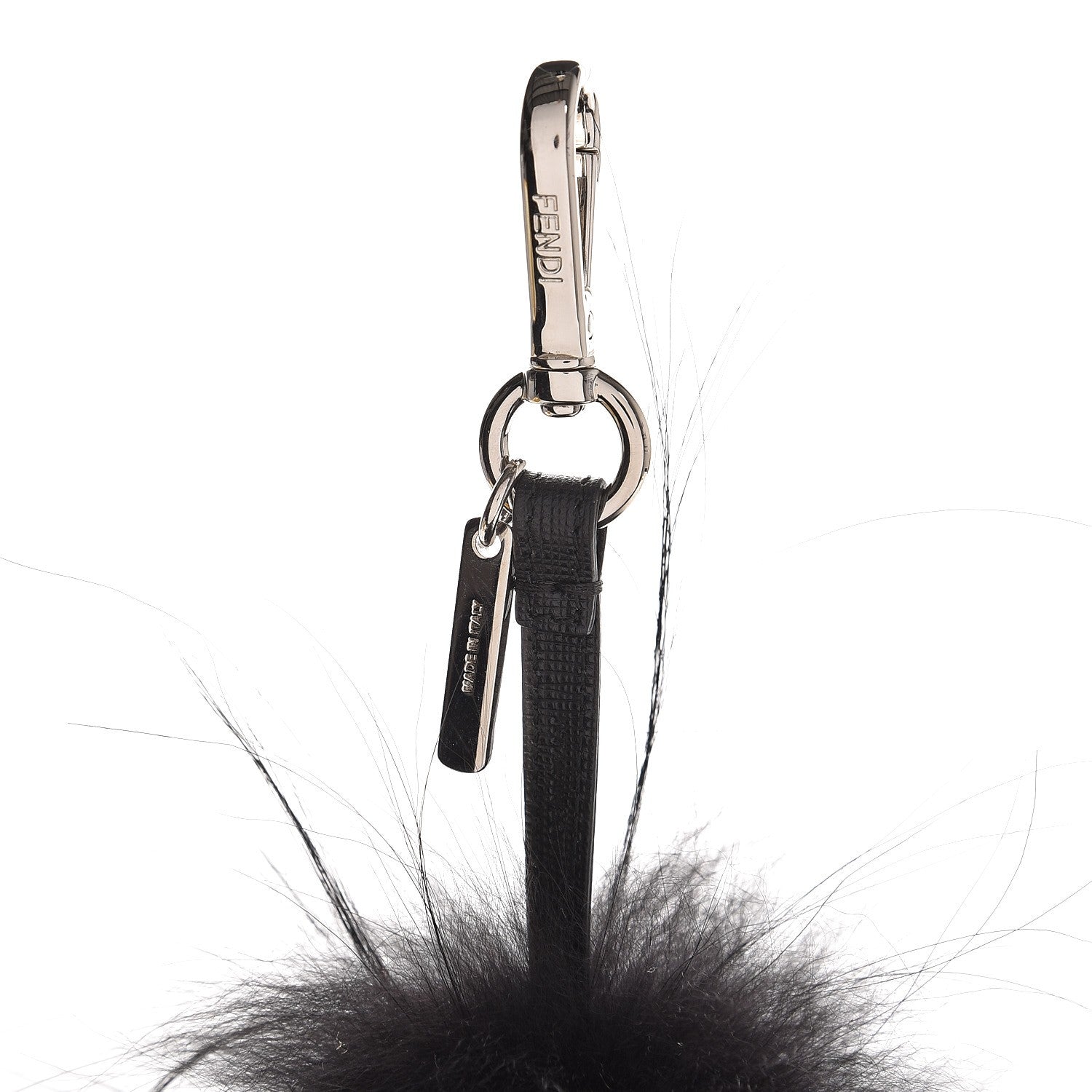 Fendi Vitello Elite Fox Fur Fusto Monster Bag Bug Charm Black Yellow 3 of 4