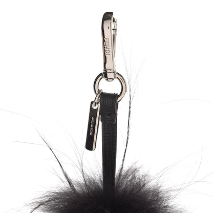 Fendi Vitello Elite Fox Fur Fusto Monster Bag Bug Charm Black Yellow 3 of 4