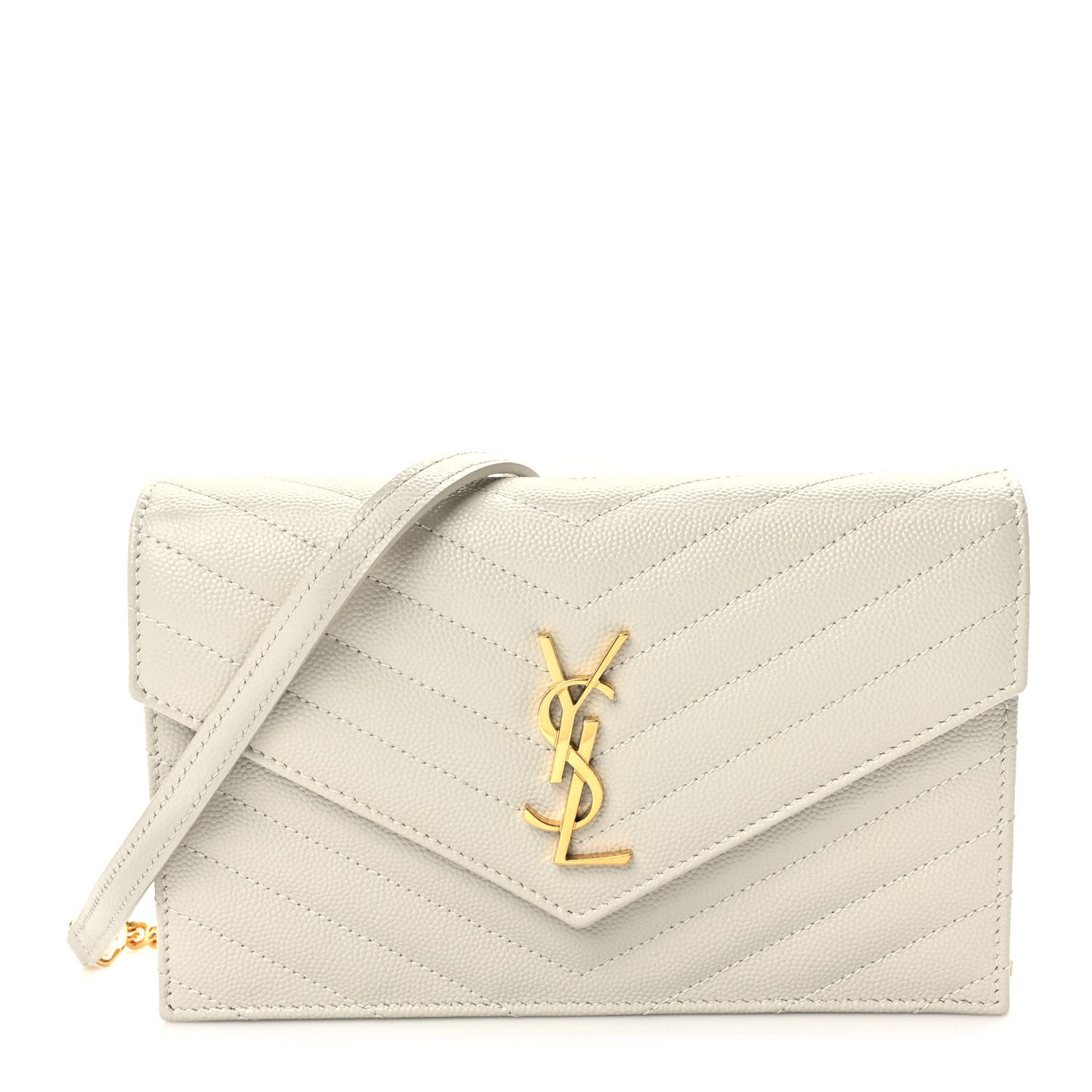 Grain De Poudre Matelasse Chevron Monogram Envelope Chain Crema Soft