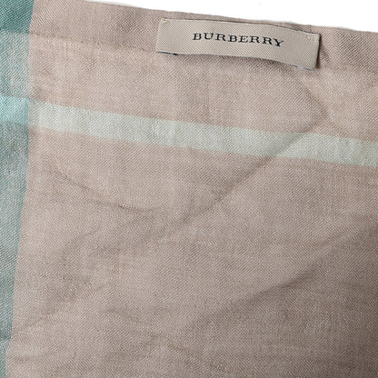 Burberry Linen Check Lightweight Scarf Green 3 of 4