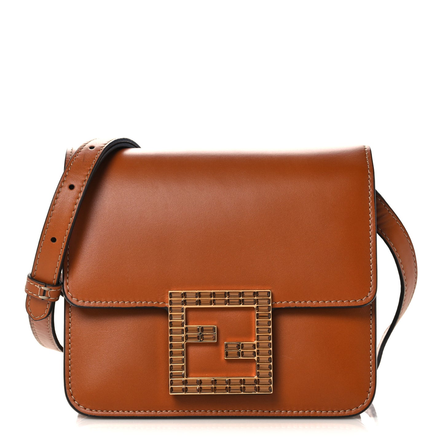 Vitello King Crystal Fab Crossbody Bag Cuoio