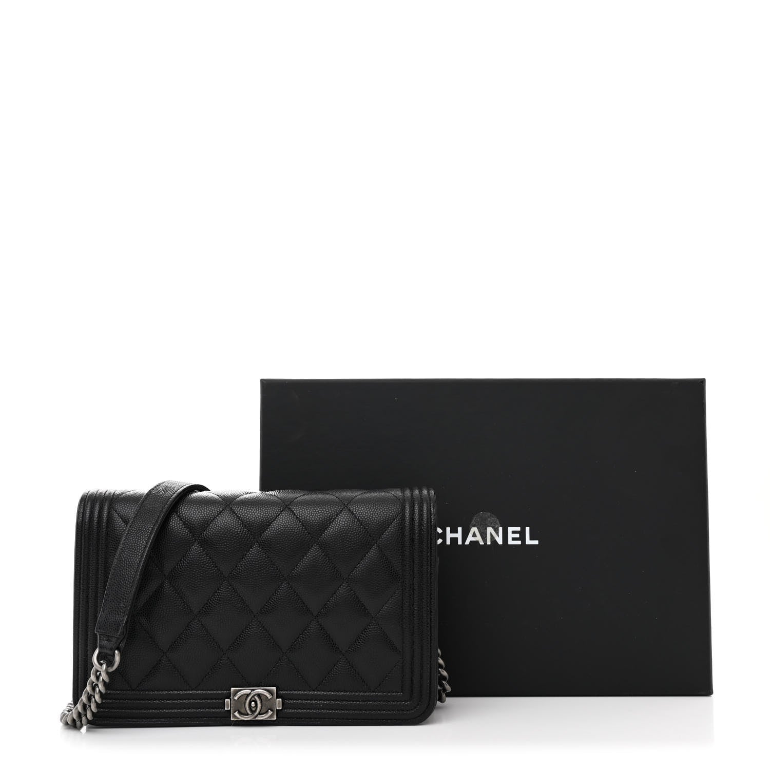 Chanel Caviar Quilted Boy Wallet On Chain WOC Black 13 of 13