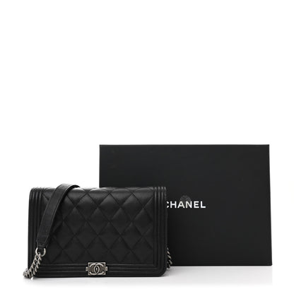 Chanel Caviar Quilted Boy Wallet On Chain WOC Black 13 of 13