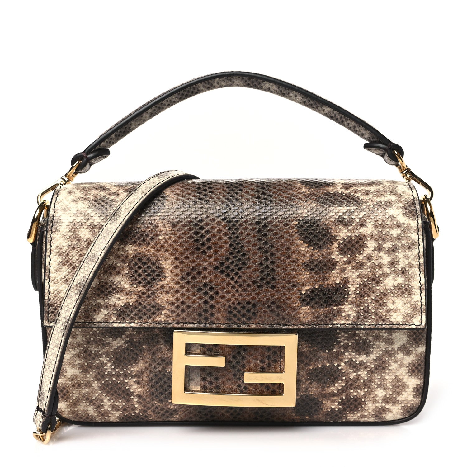 Fendi Vitello Karung Effect FF Mini Baguette Beige 1 of 11
