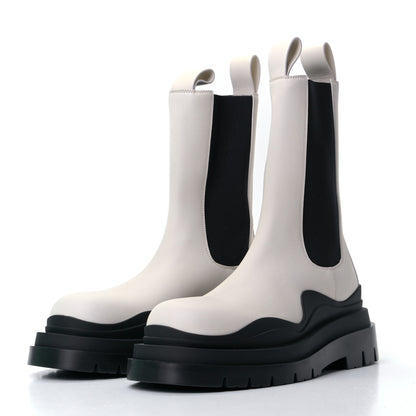 Bottega Veneta Calfskin Mens The Tire Chelsea Boots 41 Sea Salt Black 1 of 7
