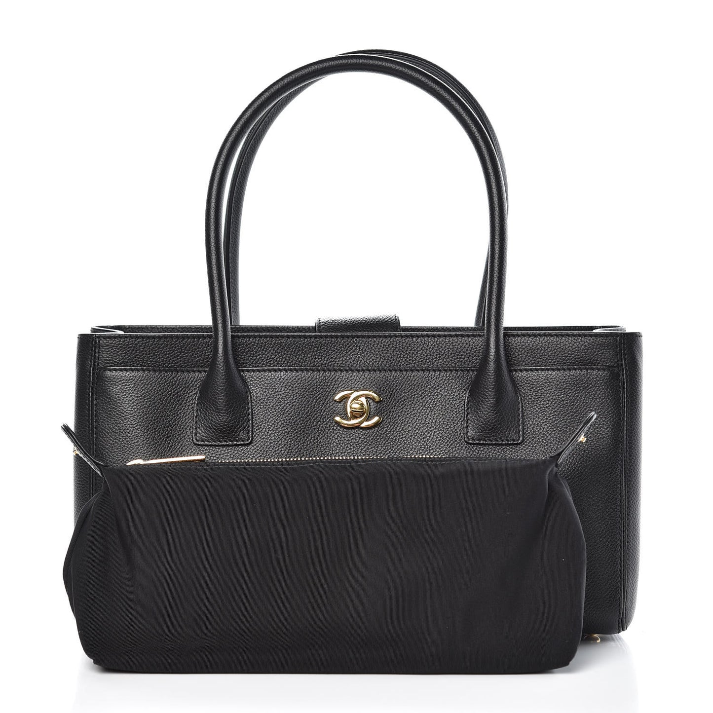 Calfskin Small Cerf Shopper Tote Black