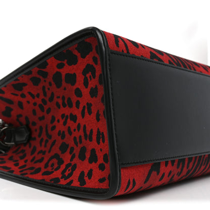 Dolce & Gabbana Dauphine Leopard Logo Market Bag Red Black 8 of 9