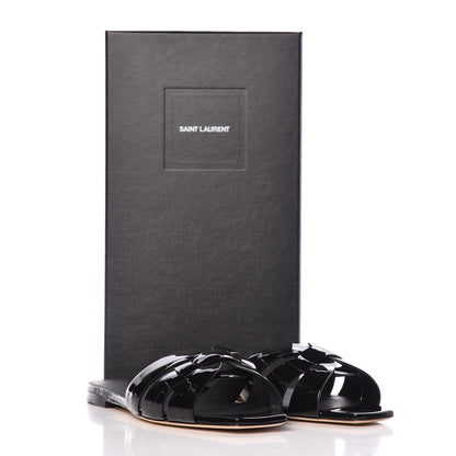 Saint Laurent Patent Calfskin Nu Pied 05 Slide Sandals 40 Black 11 of 11