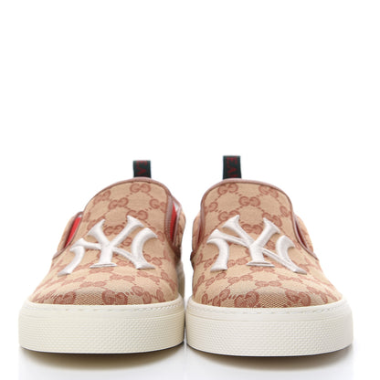 Gucci X MLB GG Monogram NY Yankees Embroidered Mens Slip On Sneakers 10 Beige Ruggine Rust 2 of 9