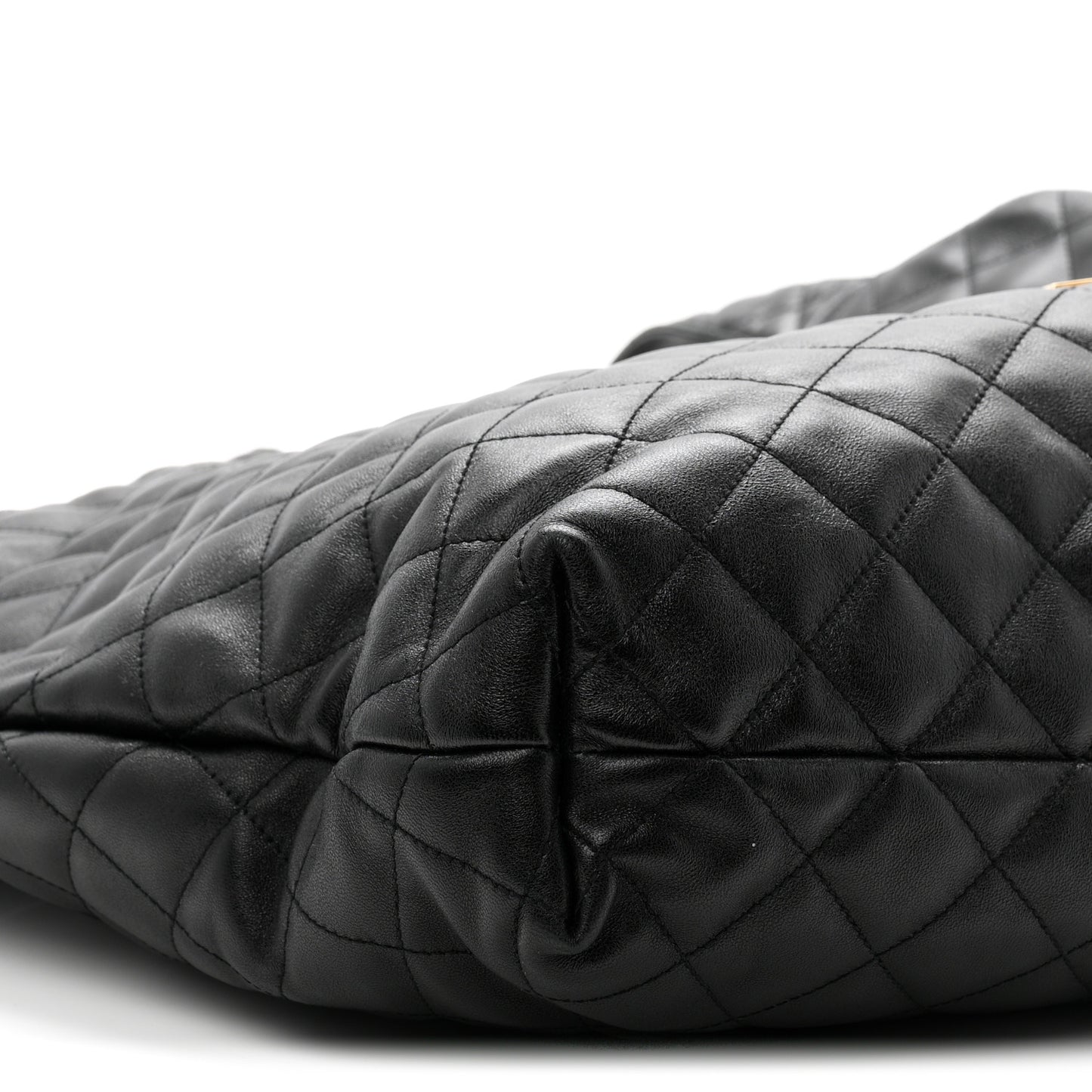 Lambskin Quilted Maxi Icare Shopping Tote Black