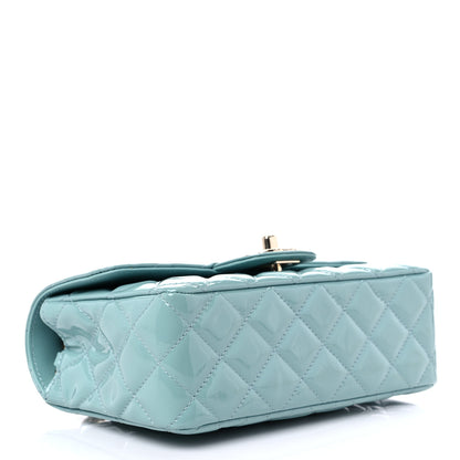 Chanel Patent Calfskin Quilted Mini Rectangular Flap Light Blue 4 of 9