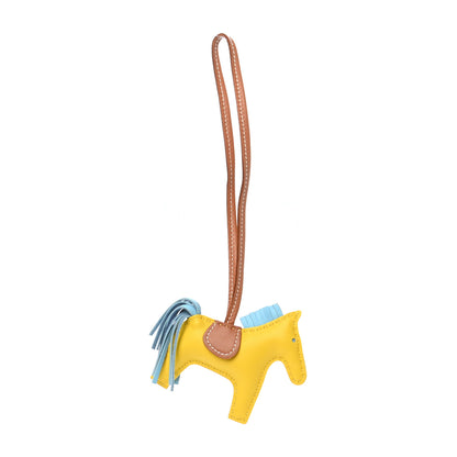 Hermes Milo Lambskin Grigri Rodeo Horse Bag Charm PM Jaune de Naples Celeste Gold 1 of 5