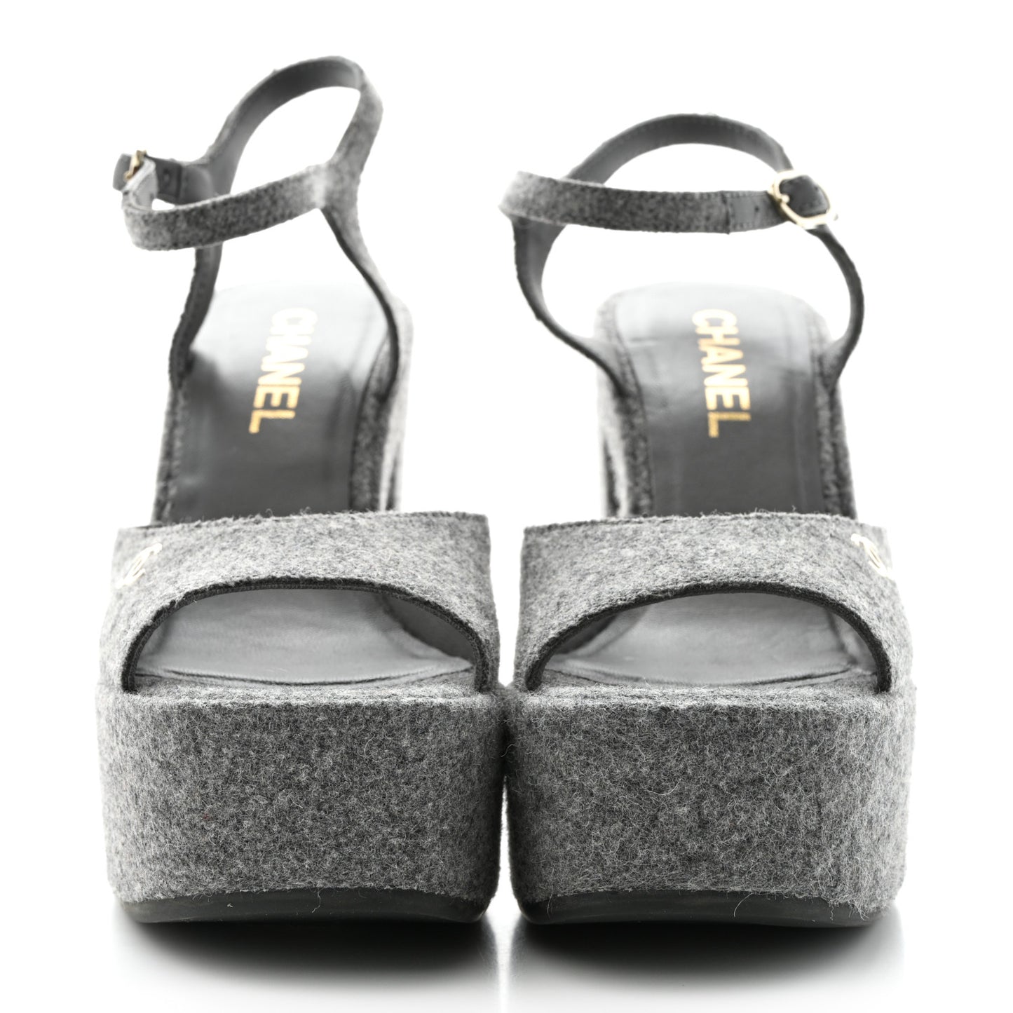 Wool CC Platform Sandals 38 Grey