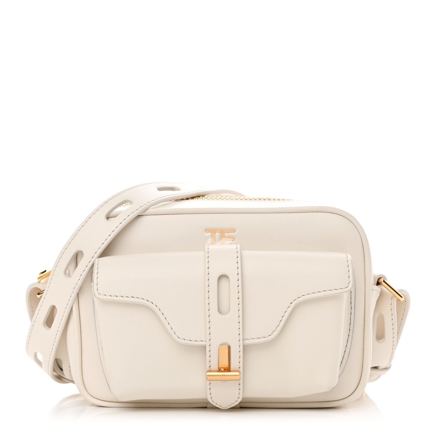Tom Ford Calfskin Hollywood T Twist Camera Bag Chalk 1 of 10