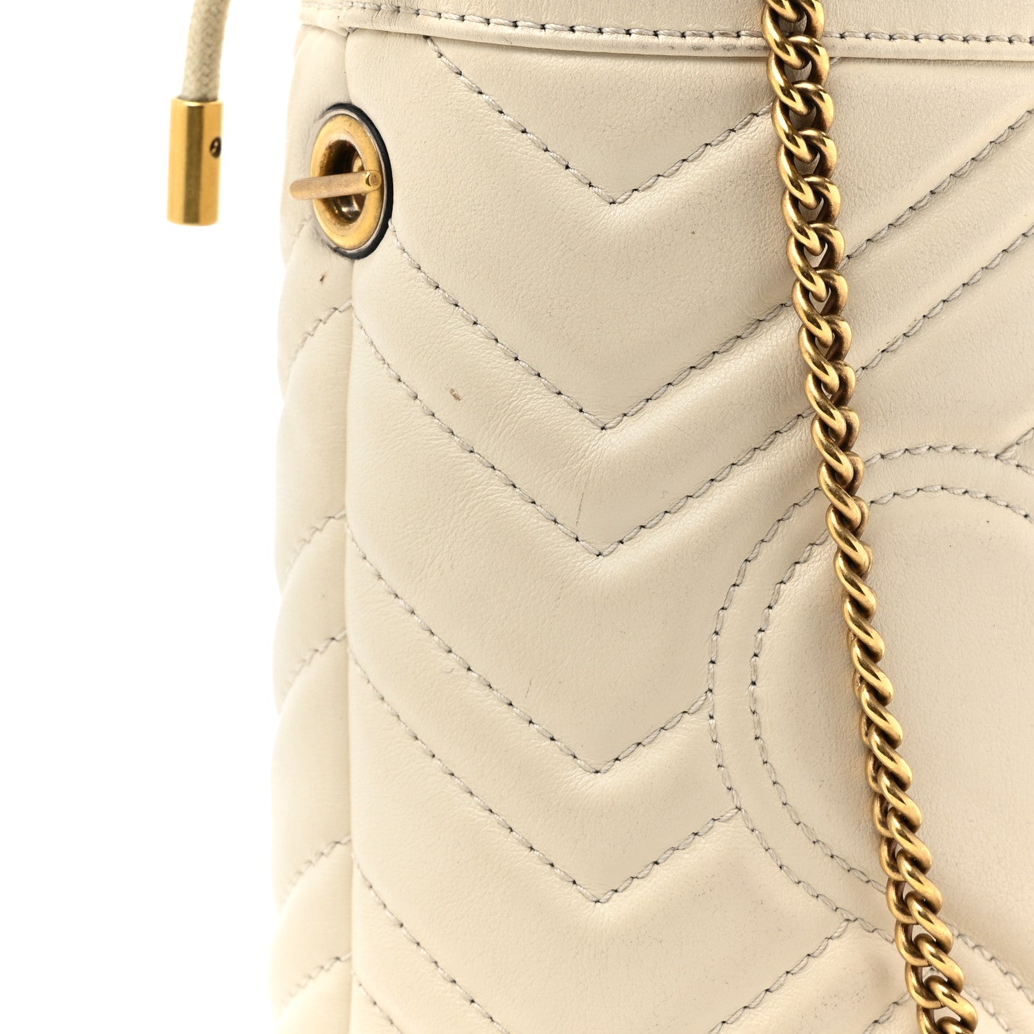 Gucci Calfskin Matelasse Mini GG Marmont 2.0 Bucket Bag White 14 of 16