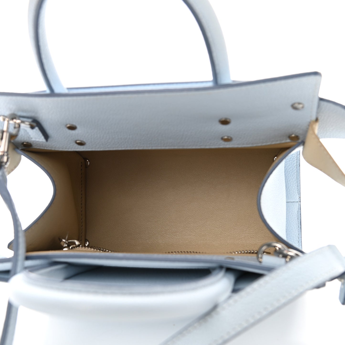 Grained Calfskin Mini Horizon Satchel Pale Blue