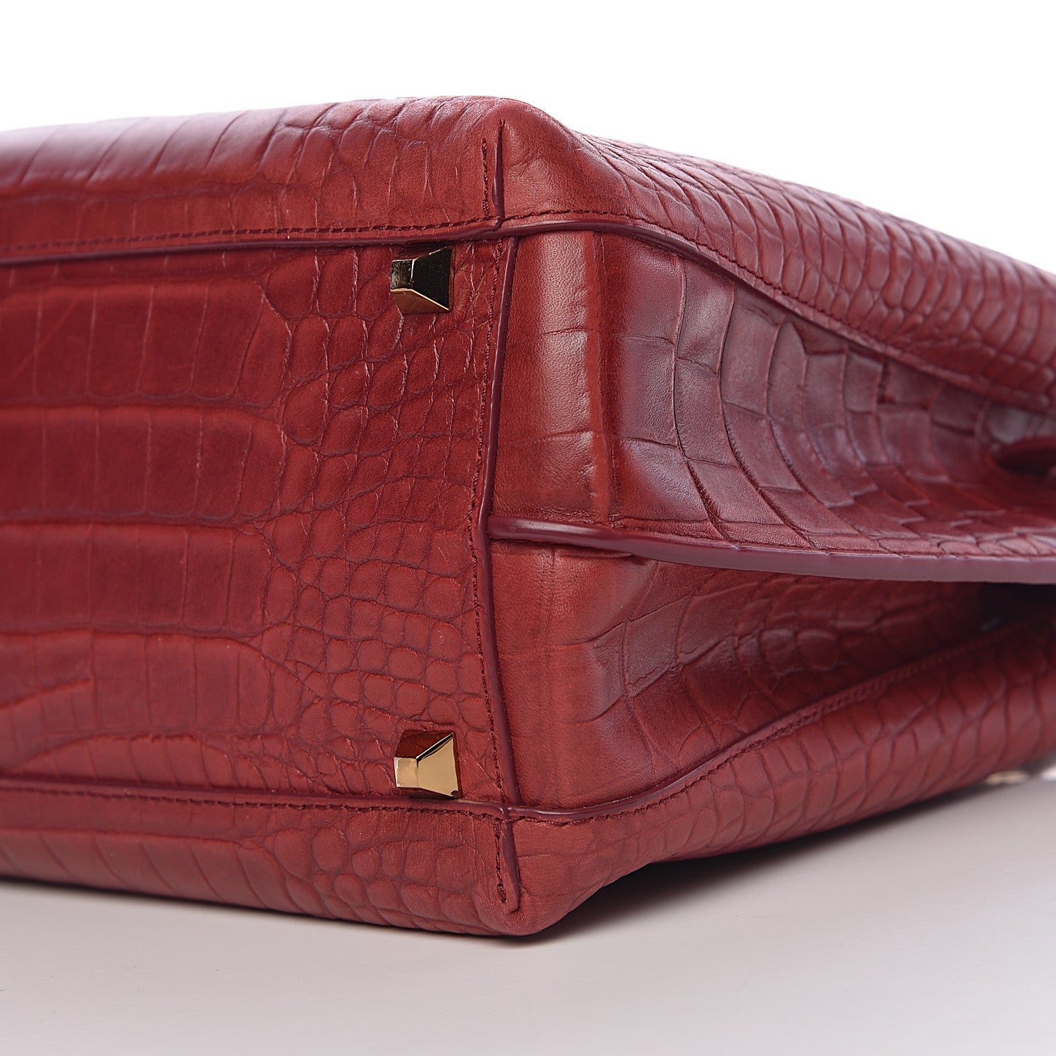 MCM Calfskin Crocodile Embossed Medium Milla Tote Ruby 7 of 8