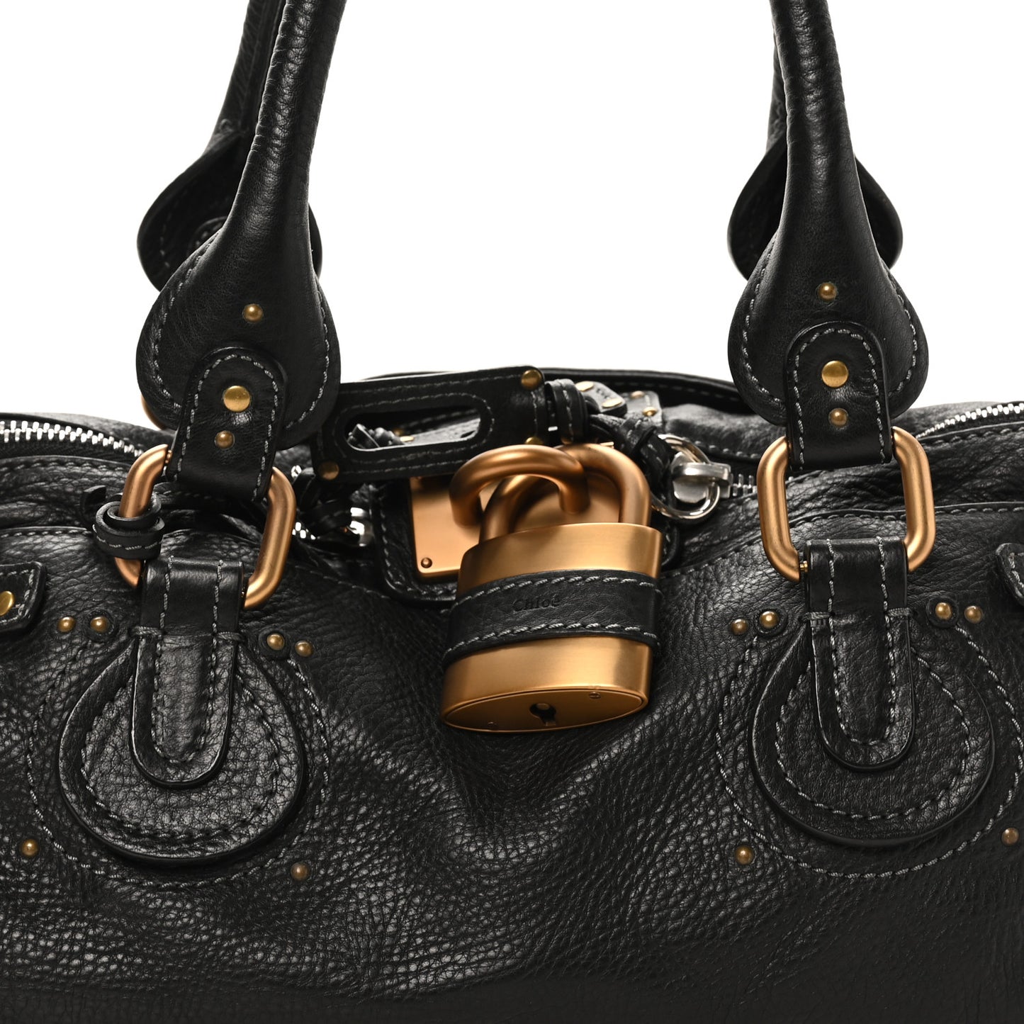 Calfskin Medium Paddington Satchel Black