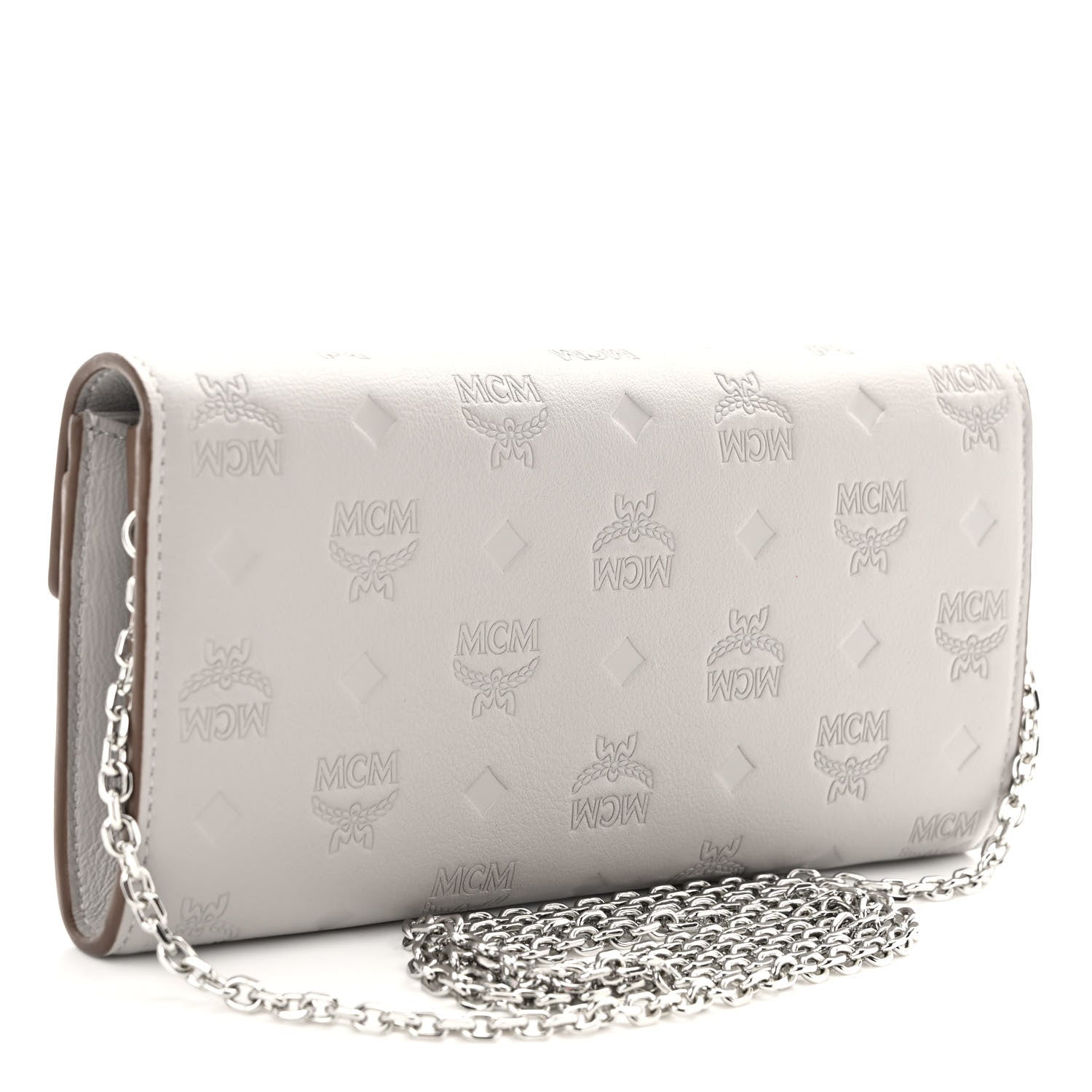 MCM Calfskin Ottomar Large Patricia Wallet On Chain Grey 3 of 10