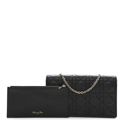 Christian Dior Lambskin Cannage Lady Dior Chain Wallet Black 1 of 12