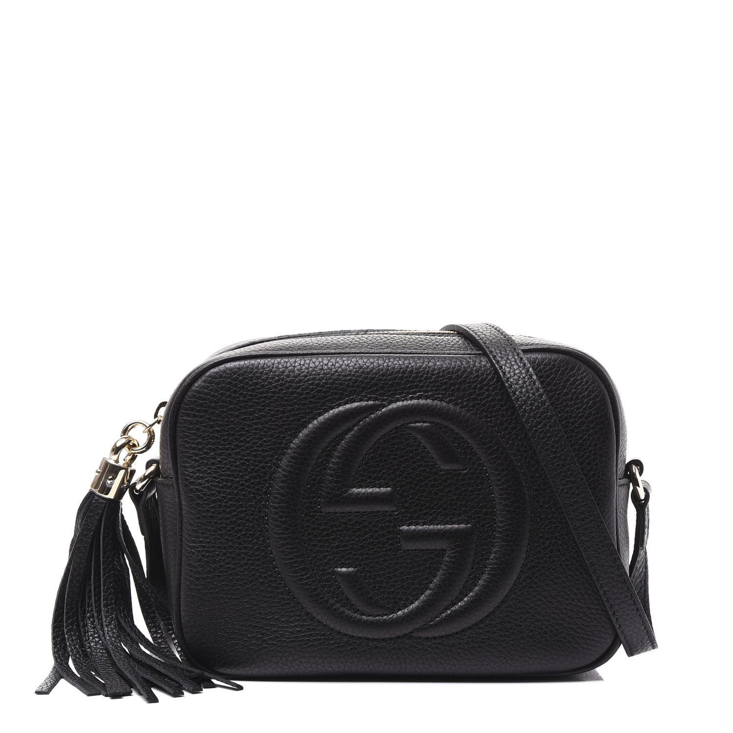 Pebbled Calfskin Small Soho Disco Bag Black