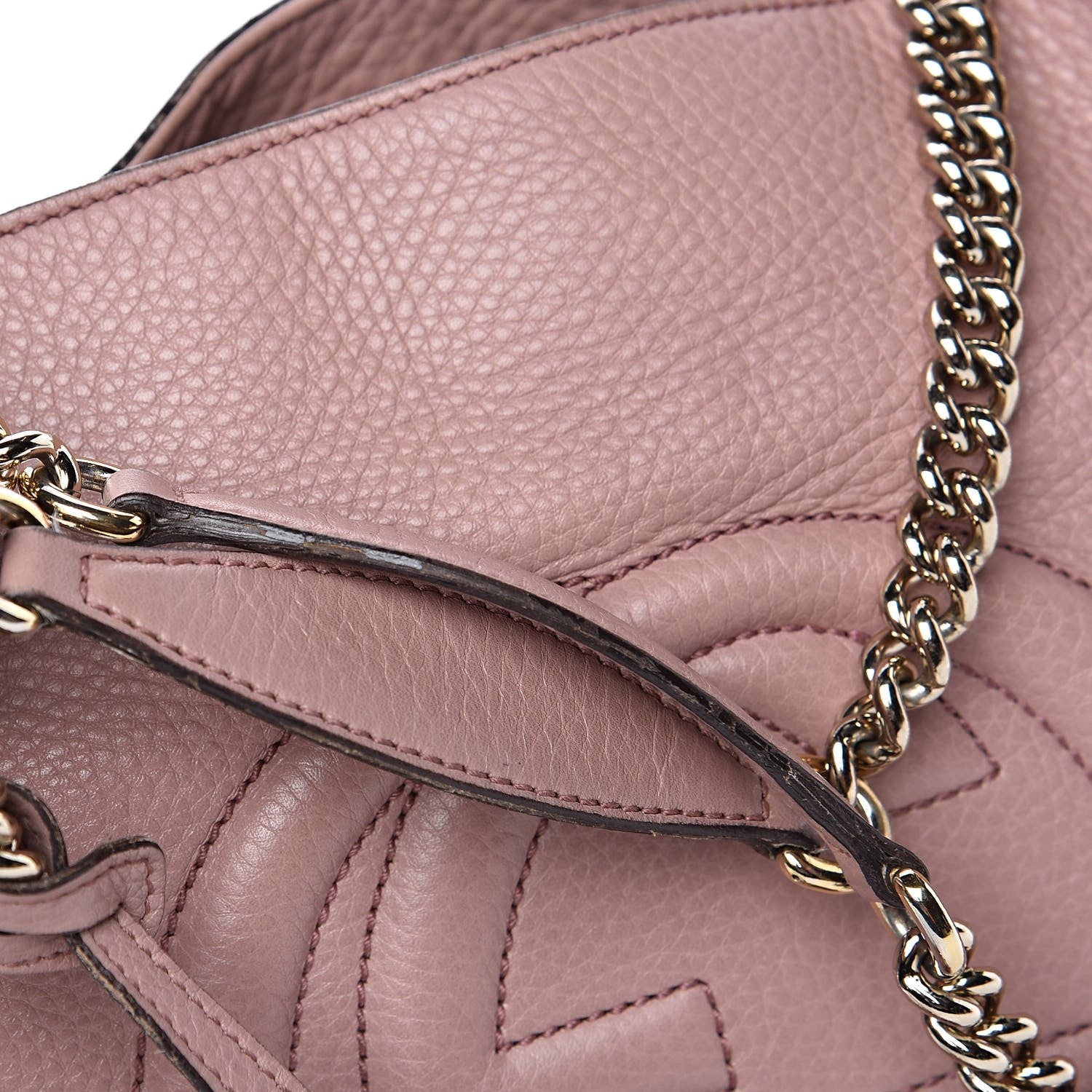 Gucci Pebbled Calfskin Medium Soho Chain Shoulder Bag Dark Cipria 13 of 18