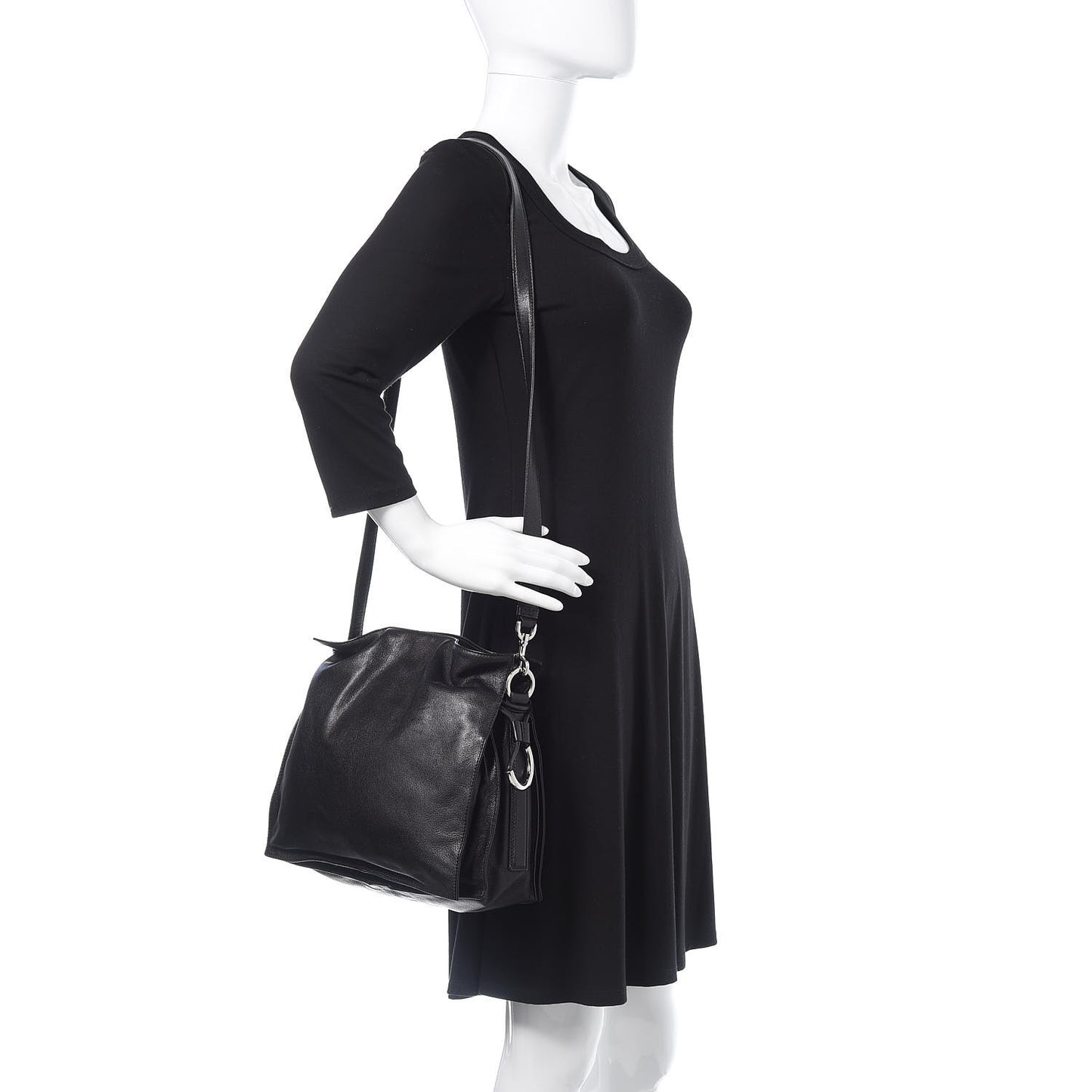 Calfskin Drawstring Bag Black