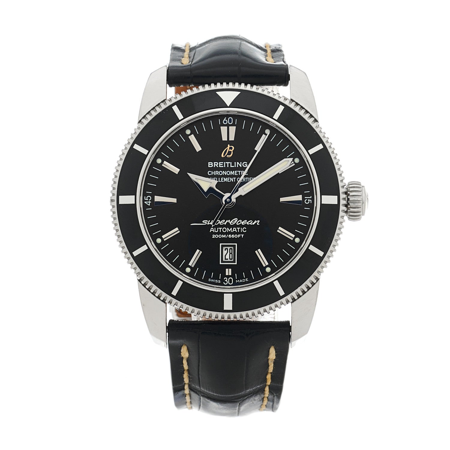 Breitling Stainless Steel Alligator 46mm Superocean Heritage 46 Automatic Watch Black A17320 1 of 6
