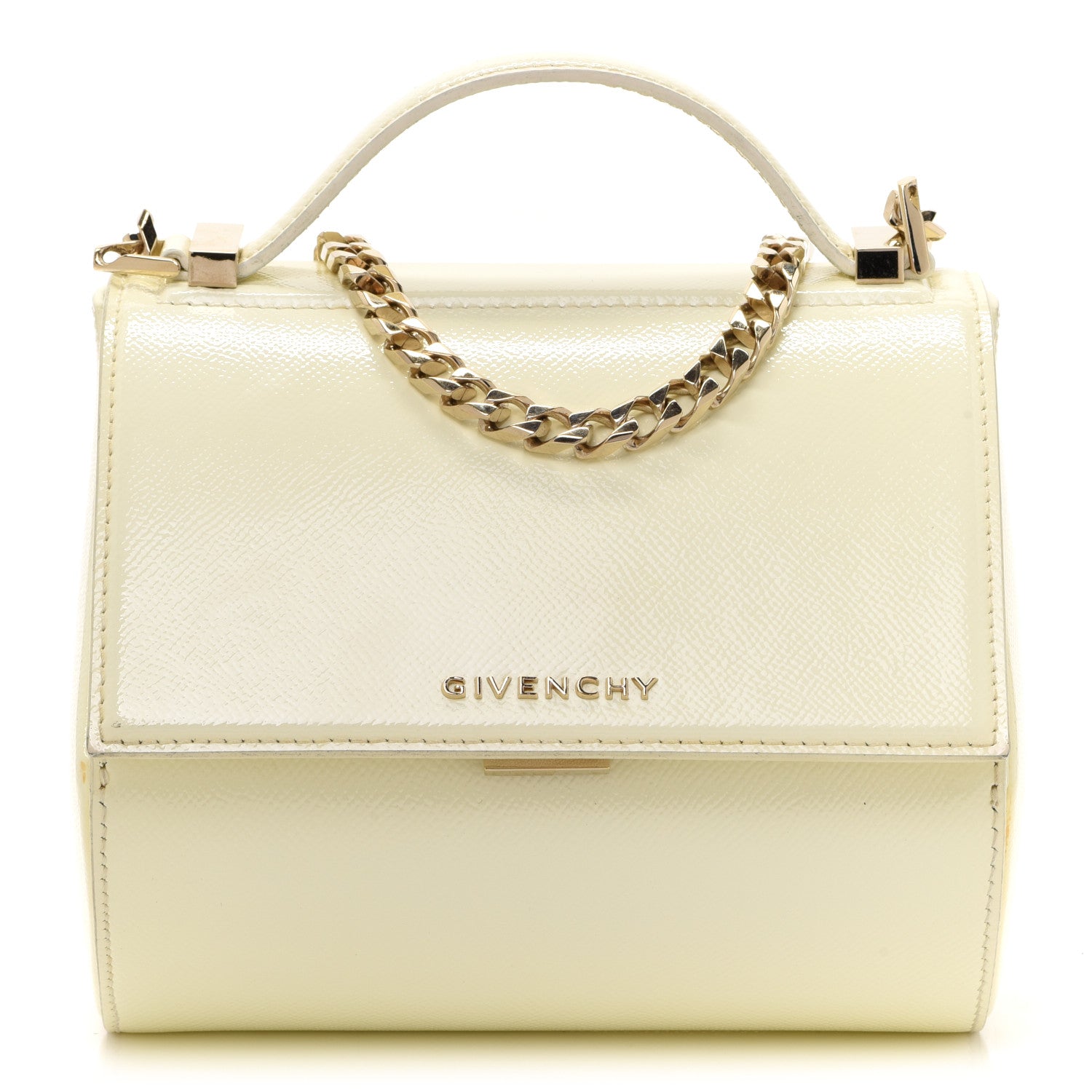 Givenchy Patent Calfskin Mini Pandora Box Chain Crossbody Bag White 1 of 13