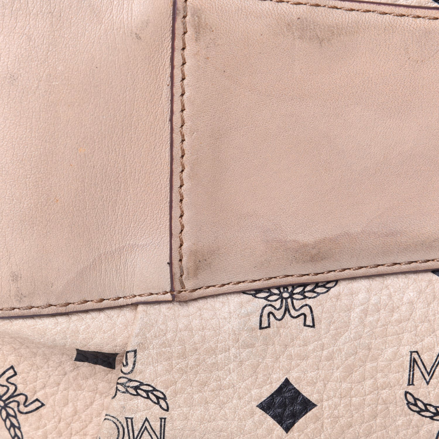 MCM Visetos Drawstring Bucket Bag Beige 13 of 13