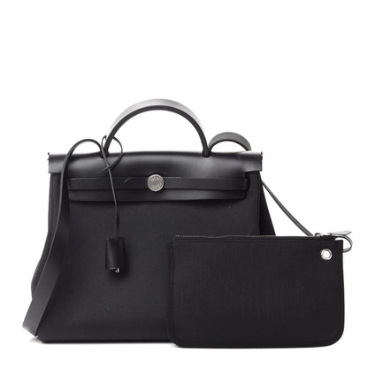 Hermes Military Toile Vache Hunter Herbag Zip PM 31 Black 1 of 10