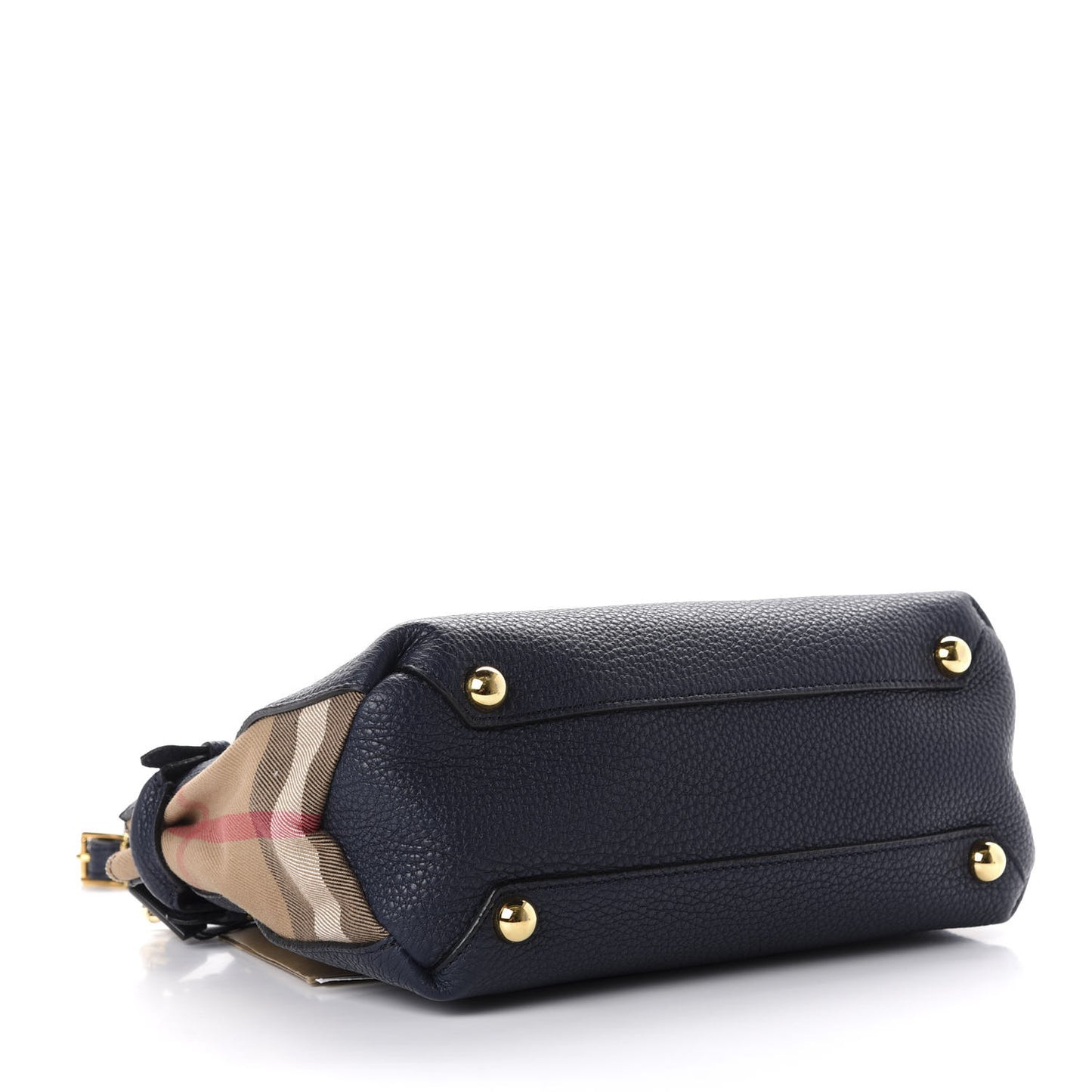 Grainy Calfskin House Check Small Banner Tote Midnight Blue