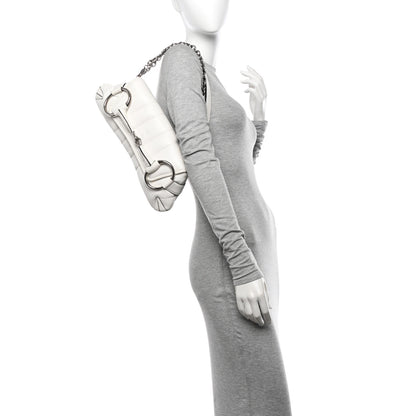 Gucci Nappa Vertical Matelasse Medium Maxi Horsebit Chain Shoulder Bag Mystic White 2 of 13