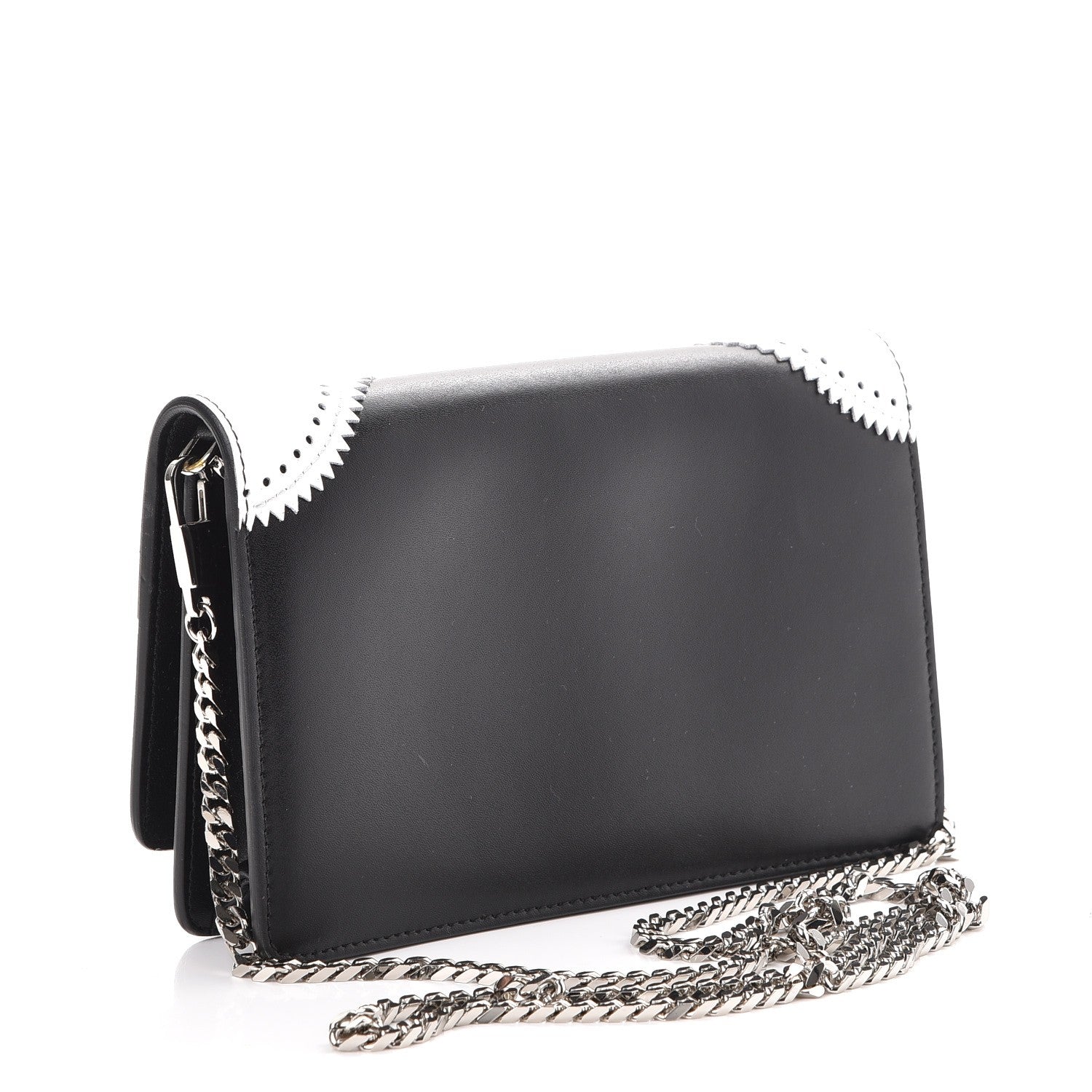 Givenchy Calfskin Brogue Mini Pandora Chain Wallet Black White 3 of 7