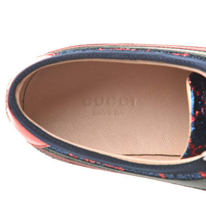 Gucci Lurex Calfskin Web GG Monogram Womens Falacer Sneakers 36.5 Iridescent Blue Iridescent Red Silver 8 of 9