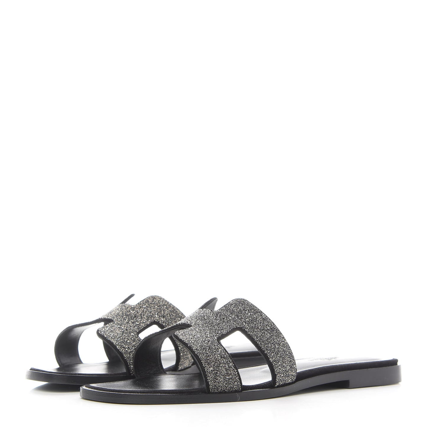 Suede Goatskin Crystal Powder Oran Sandals 37 Black