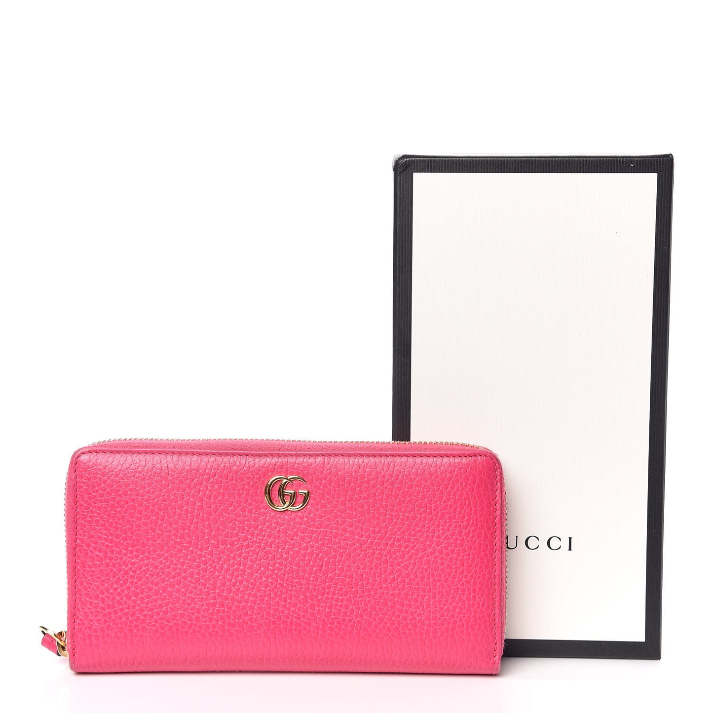 Dollar Calfskin GG Marmont Zip Around Wallet Box Pink