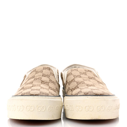 Gucci GG Monogram Womens 1977 Tennis Slip On 30mm Sneakers 39 Beige Ebony Mystic White 3 of 11