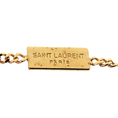 Saint Laurent Brass Crystal Cassandre Heart Charm Bracelet Gold 4 of 5