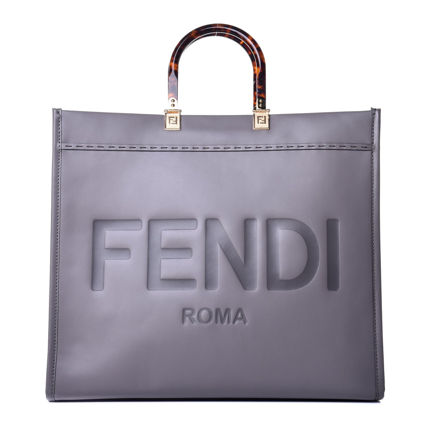Vitello King Plexiglass Logo Embossed Large Fendi Sunshine Shopper Tote Moon